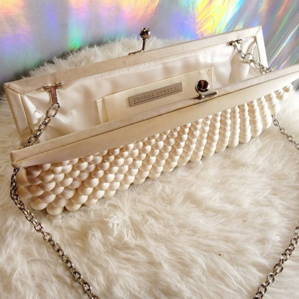 Sondra Roberts Champagne Evening Bridal Clutch Ivory White